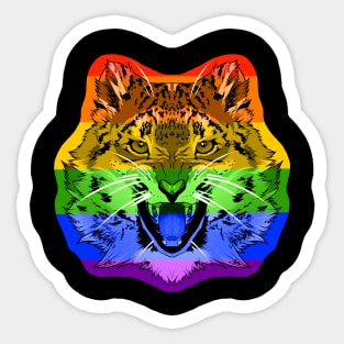 illustrated SNOW LEOPARD PRIDE series (gay pride flag) rainbow ROYGBIV Sticker